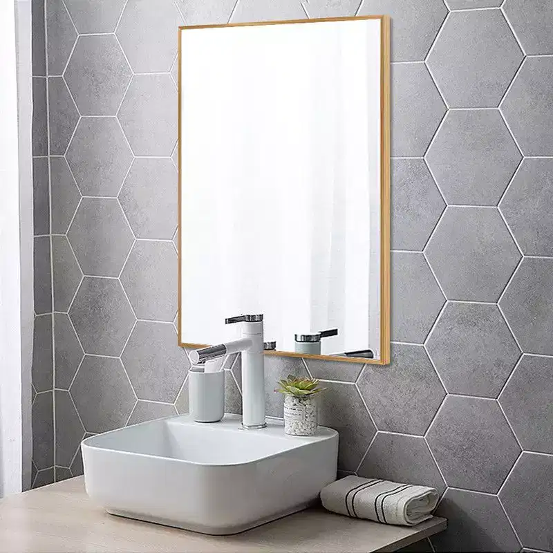 PexFix 36 x 24 Aluminum Alloy Frame Mirror for Bathroom Wall Rectangle Bathroom Vanity Mirror for Over Sink Bedroom Entryway Living Room in Gold