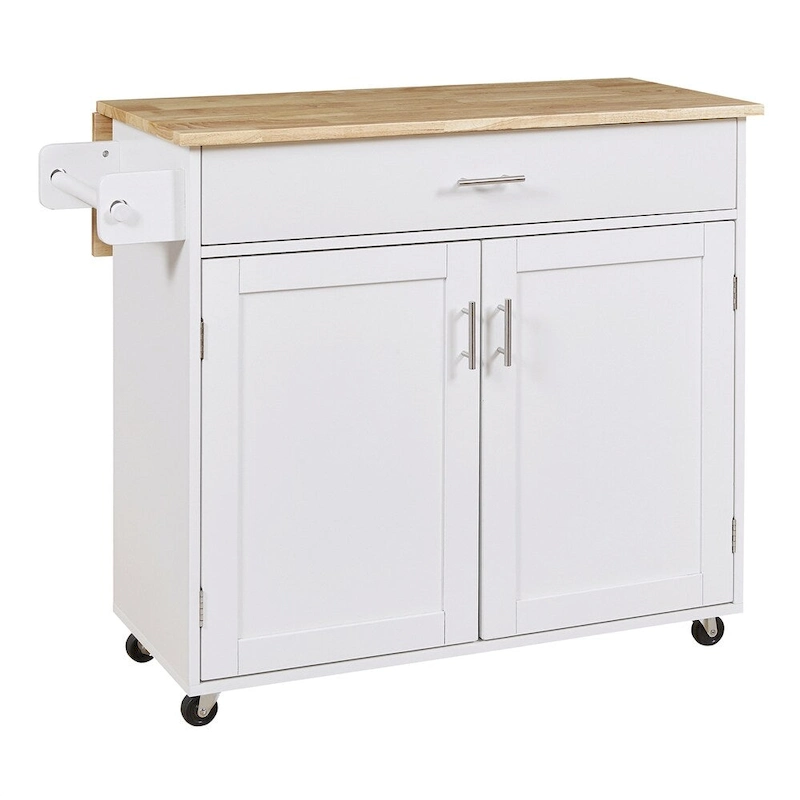Rolling Kitchen Cart with Adjustable Shelf Tower Rack and Rubber Top - N/A