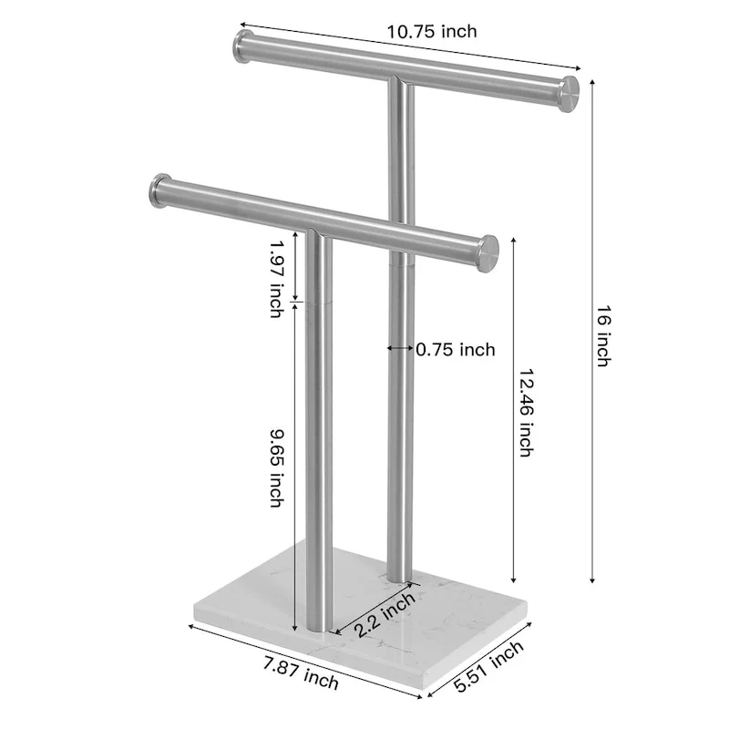 2-Tier Towel Rack Countertop Free Standing with Natural Marble Base