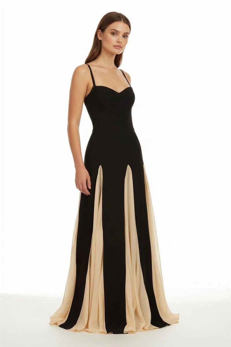 Champagne - Spaghetti Straps Sleeveless A Line Satin Long Prom Dresses