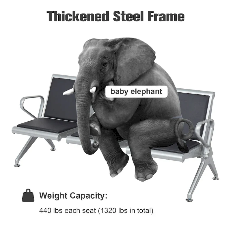 PU Leather Office Waiting Room Chairs - Reception Guest Bench