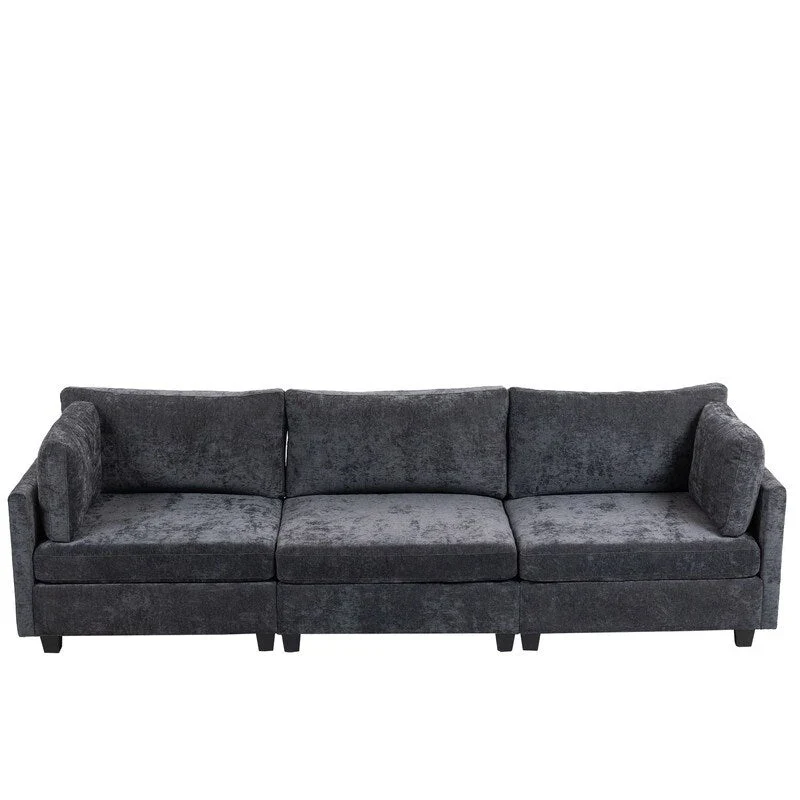 111.42  Chenille Upholstered Three Seater Sofa