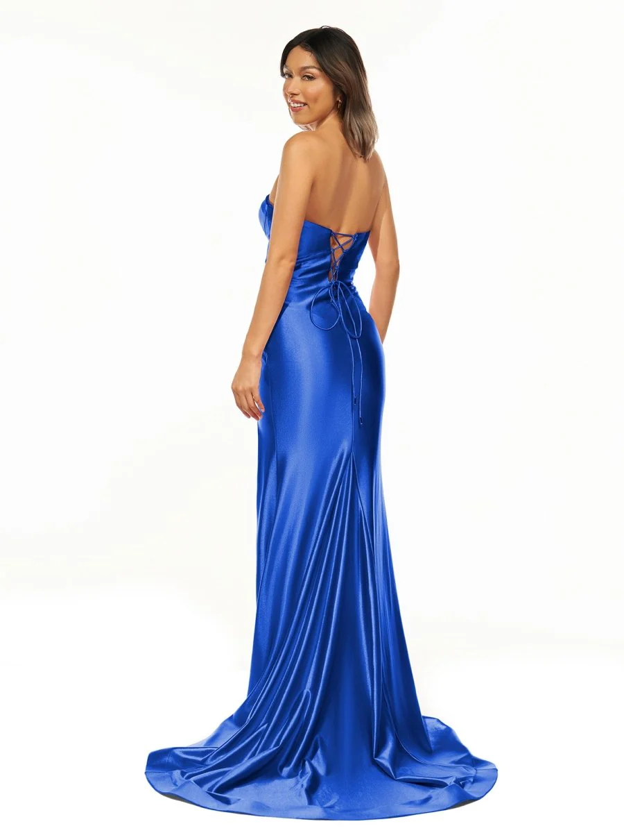 Sweetheart Fuchsia Pleated Mermaid Long Prom Dress