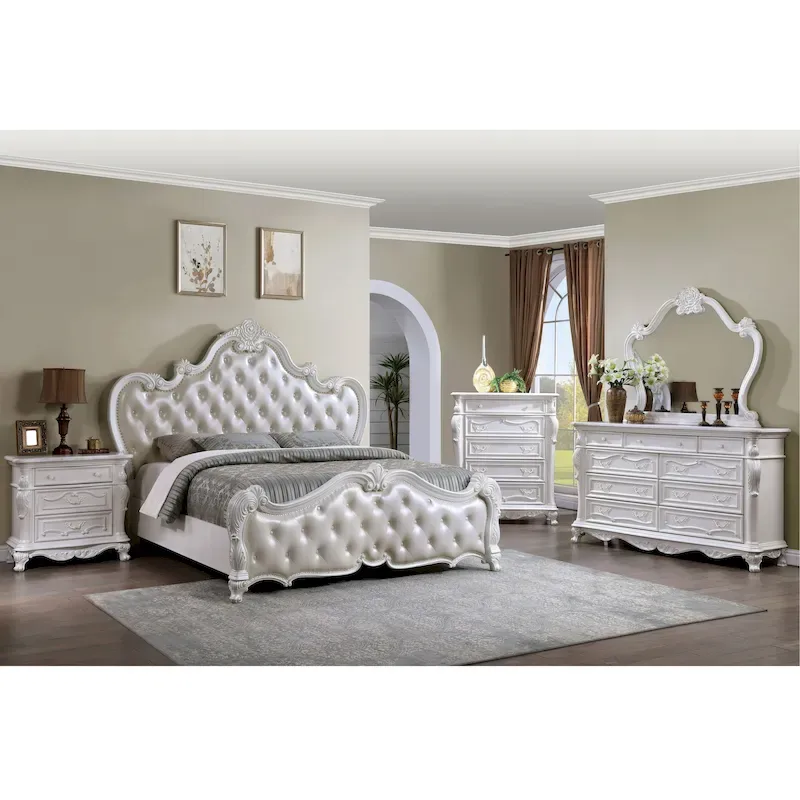 Furniture of America Eugene Traditional 6-Piece Solid Wood Panel Bedroom Set