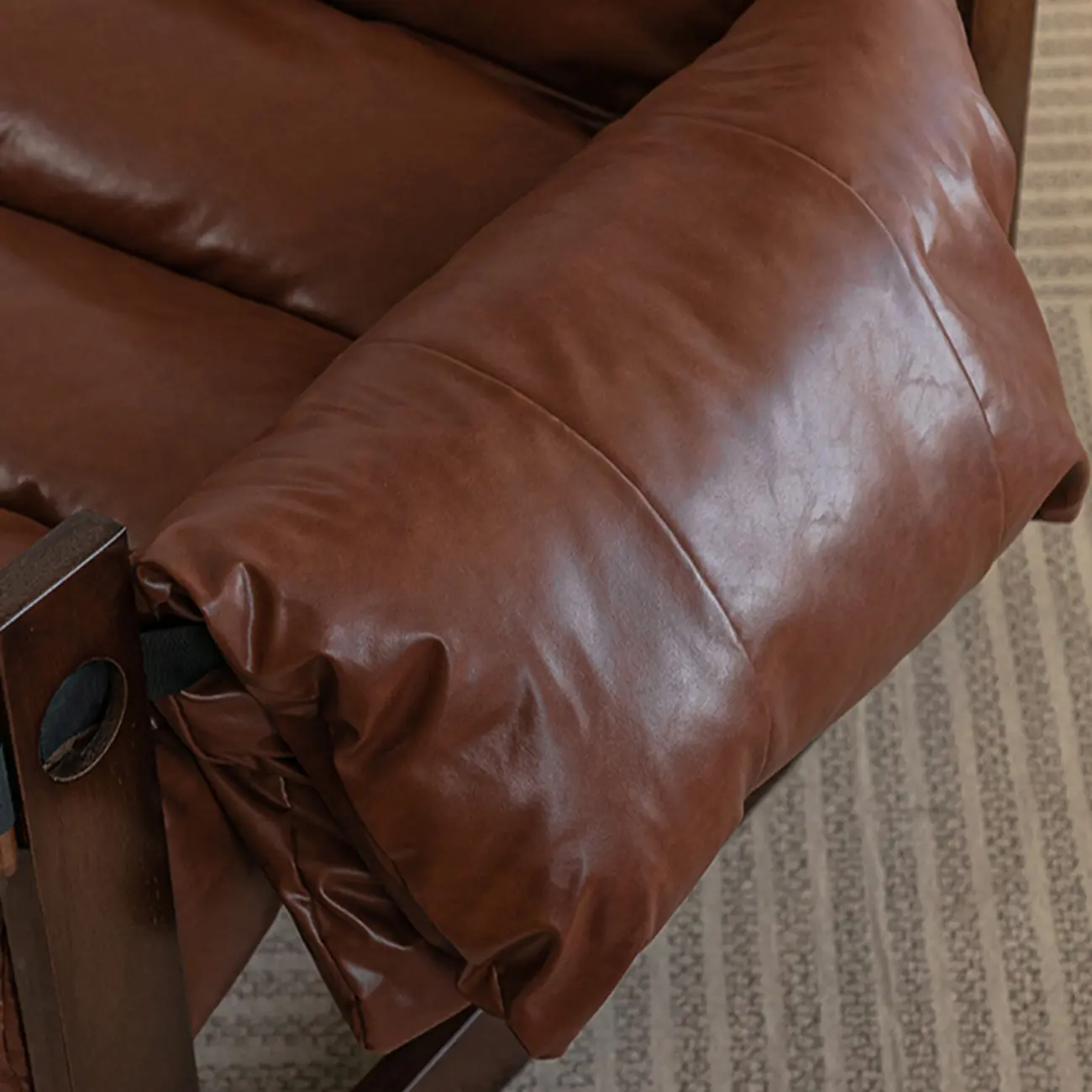 Modern Cat-Resistant Leather High Back Arm Accent Chair