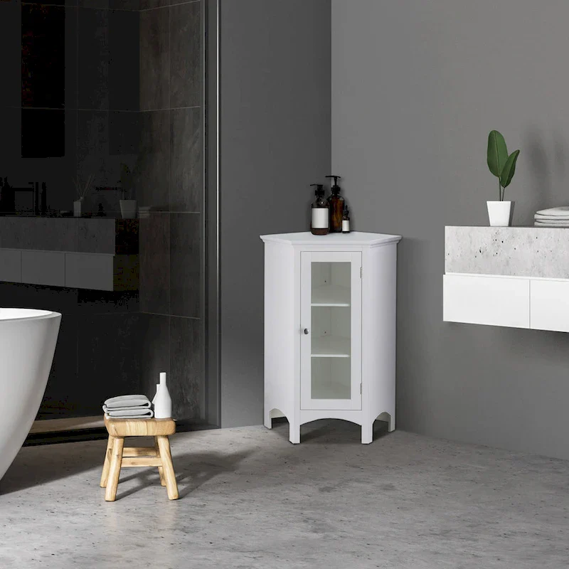 Freestanding Corner Floor Accent Cabinet - 17L x 24.75W x 32H