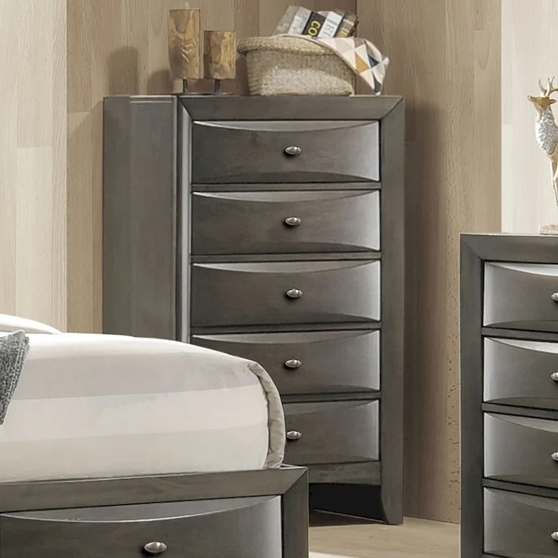 Furniture of America Brent Traditional 5-Drawer Solid Wood Chest