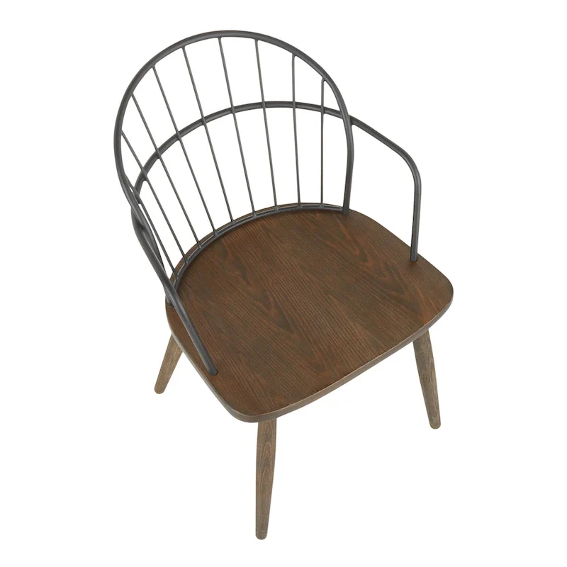 Ellul Industrial Chair in Dark Walnut Wood and Black Metal - N/A