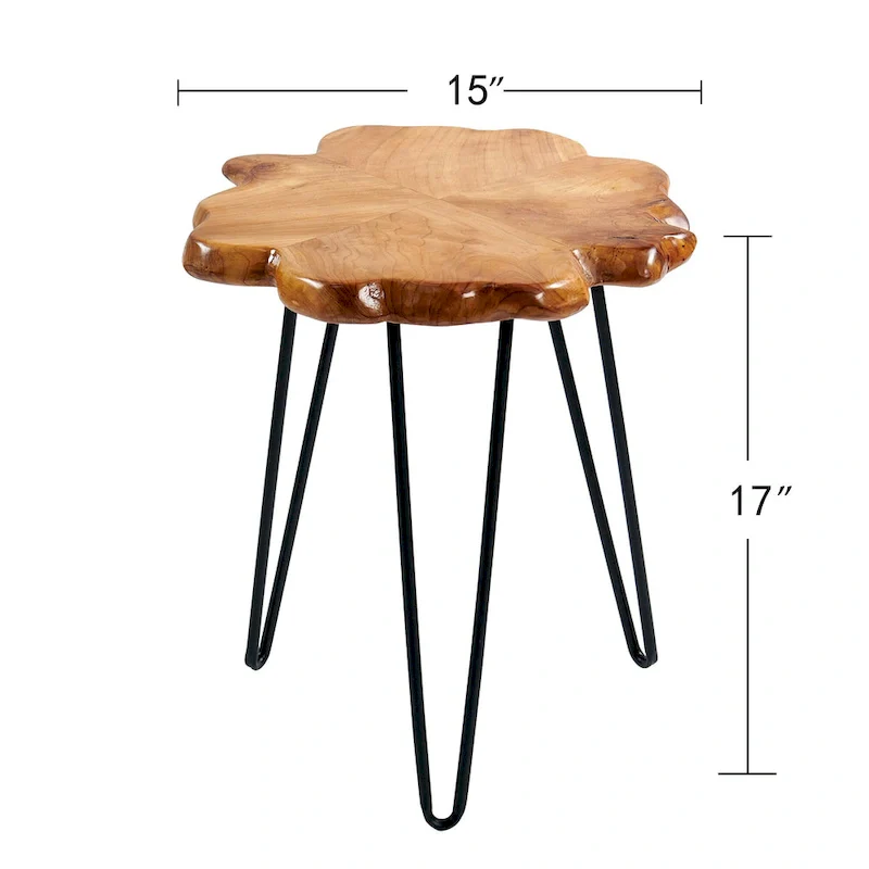 Greenage Live Edge Wood Coffee Table 4 Panels Table with Hairpin Legs