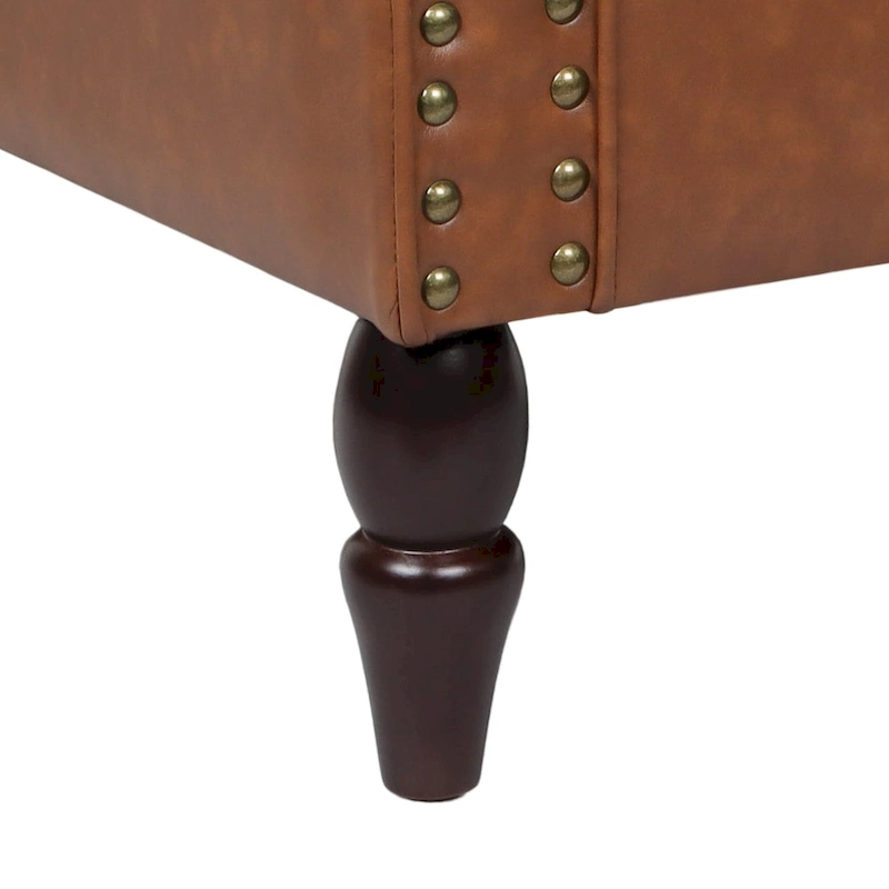 2 Set Nailheads Accent Chair Faux Leather Armchair