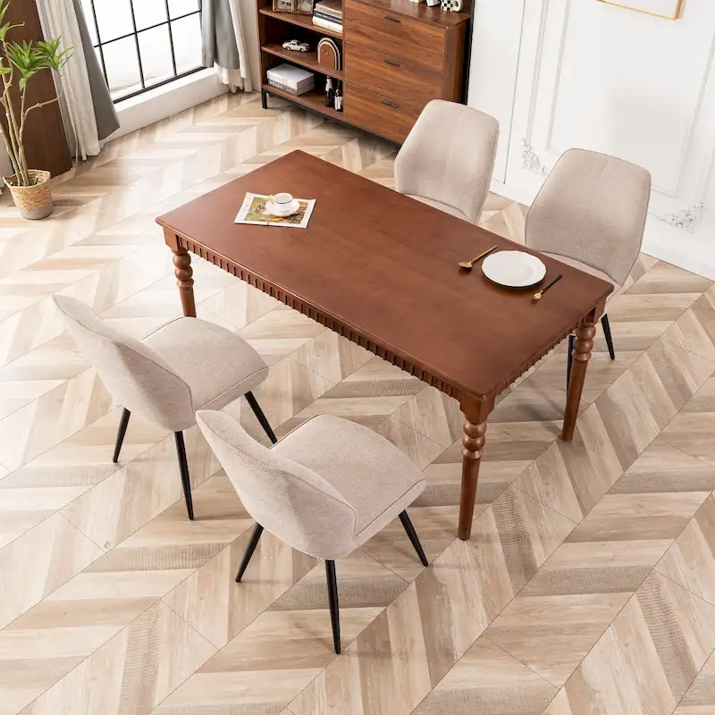 Mid Century Modern Armless Fabric Dining Room Chairs Set of 2