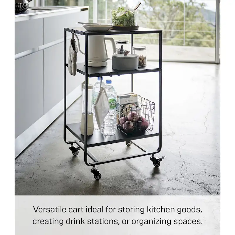 Rolling Utility Cart, Steel, Wheels - L 19.29 x W 14.96 x H 32.09 inches