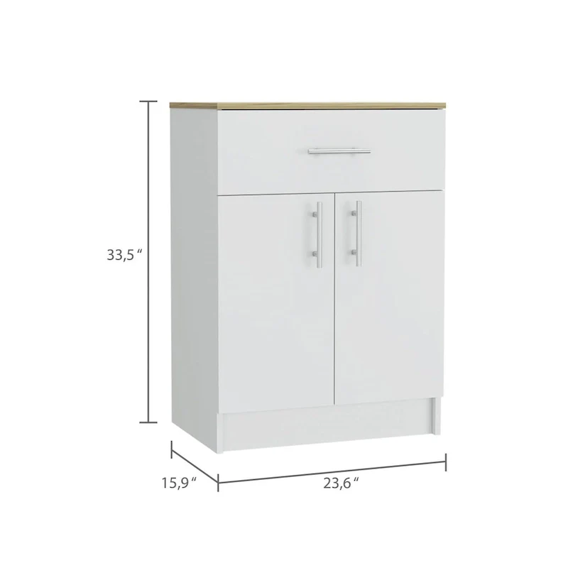 White & Light Oak Pantry Cabinet – Freestanding, 1-Unit