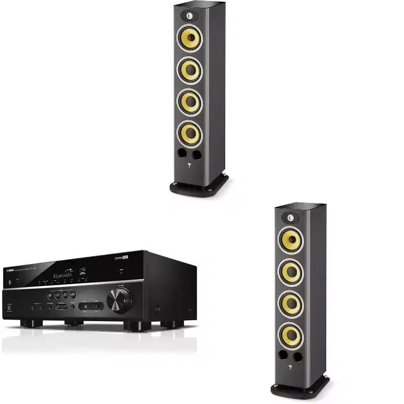 Focal Aria K2 936 Ash Grey (Limited Edition) 3-Way Floorstanding Audiophile Tower Speaker - PAIR, with RX-V385 5.1 Channel 4K AV Receiver