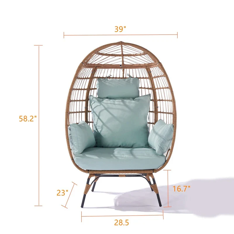 Steel Frame Wicker Egg Chair Max 440lb Capacity