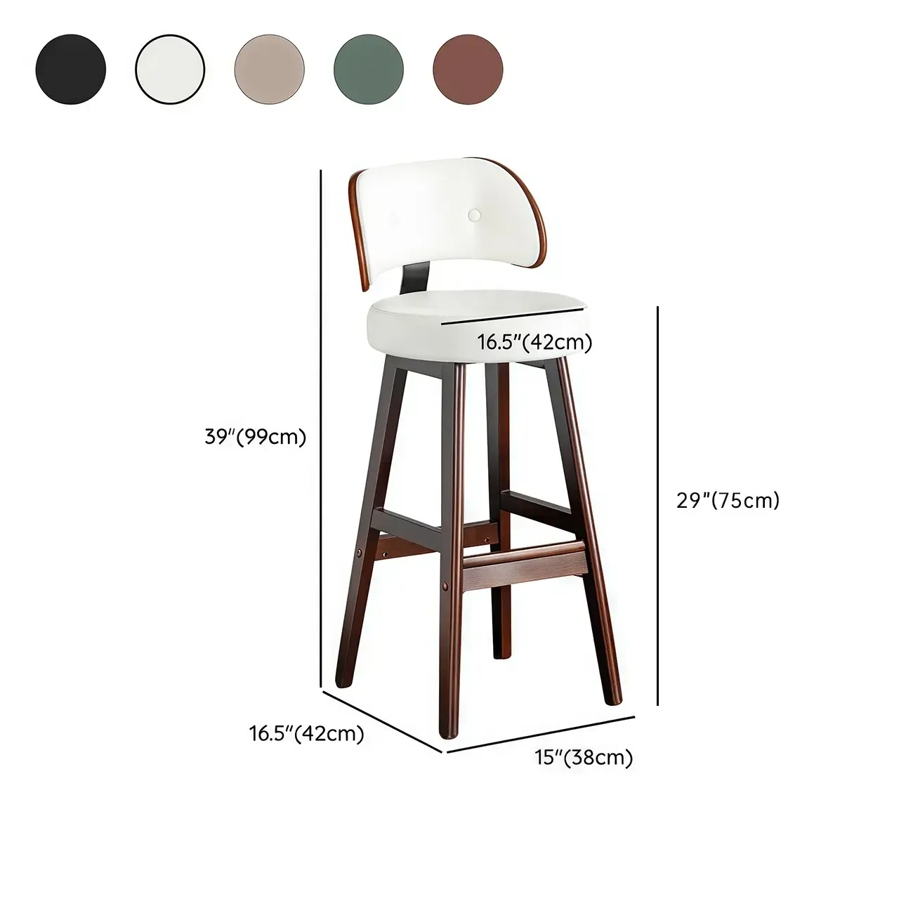 Modern Wood Upholstered Bar Stools with Back