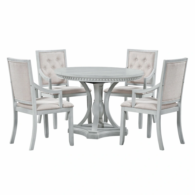 Nestfair Retro 5-piece Dining Set with 4 Chairs and Extendable Table