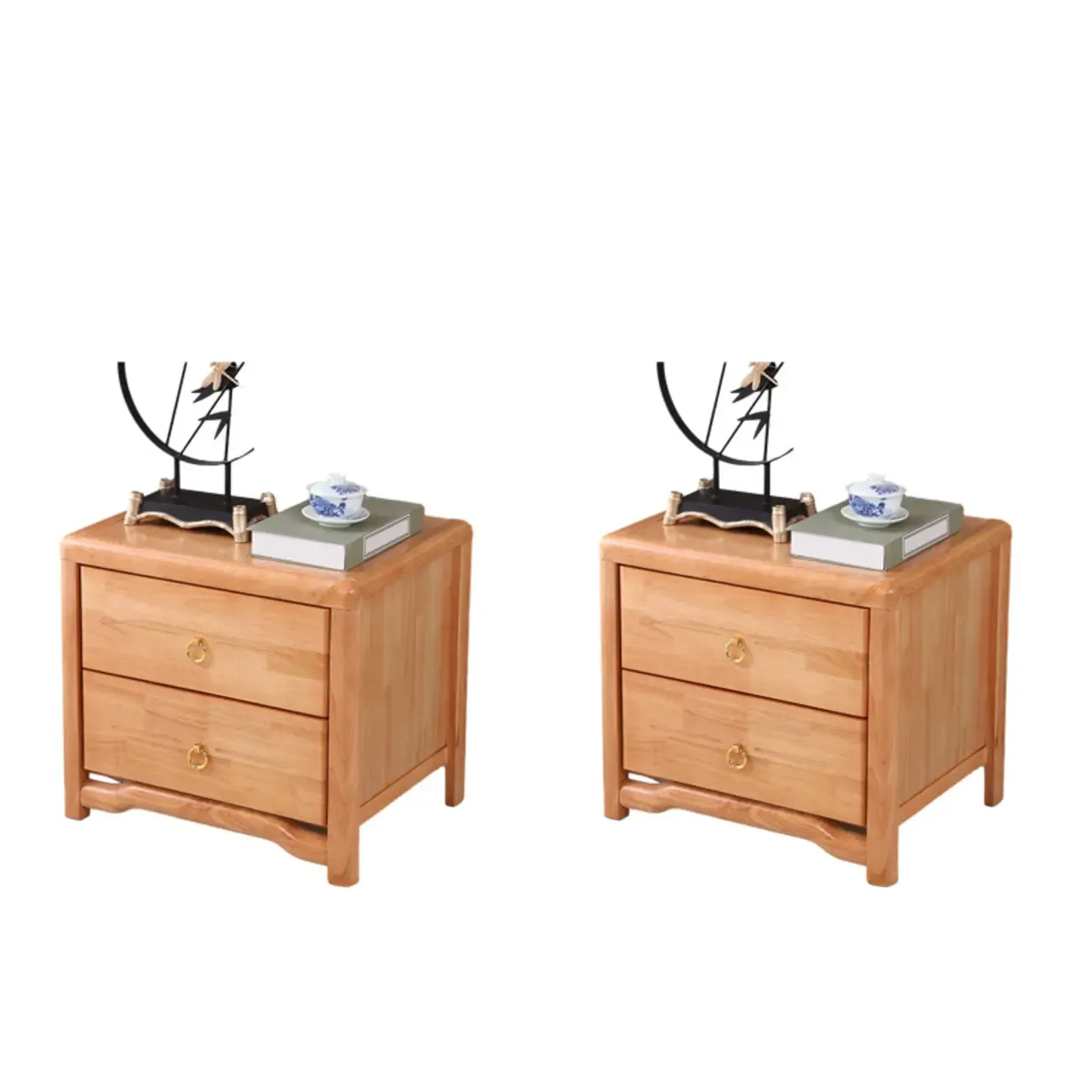 Bedroom Black Wooden 2-Drawer Narrow Nightstand