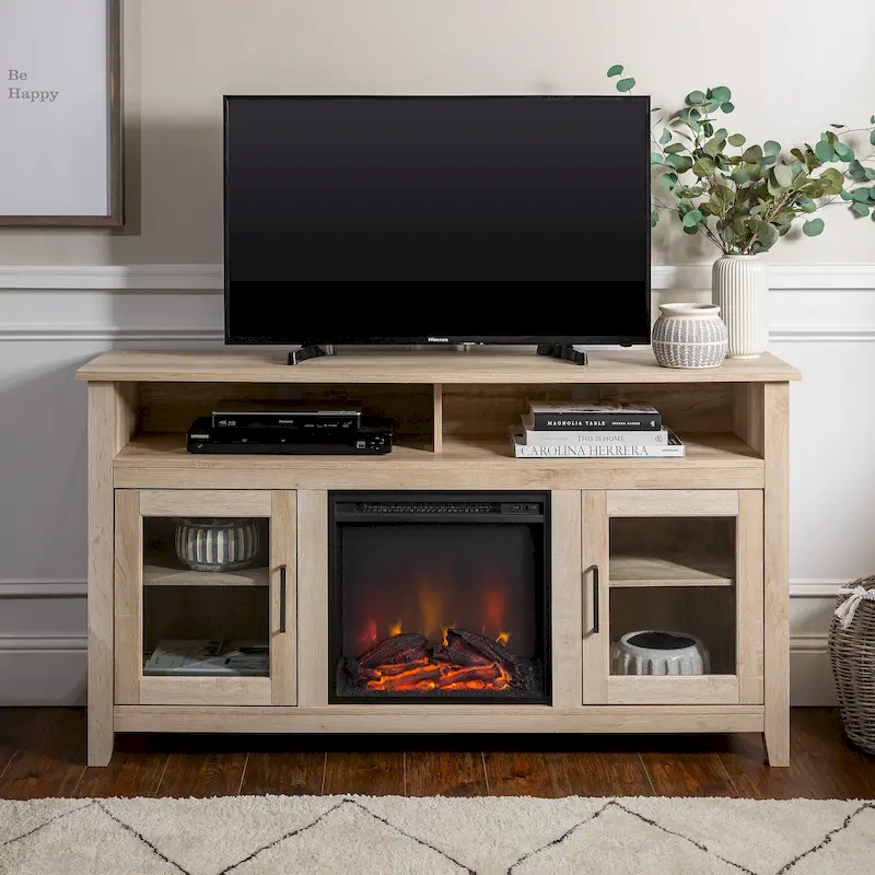 58-Inch 2-Door Highboy Electric Fireplace TV Stand