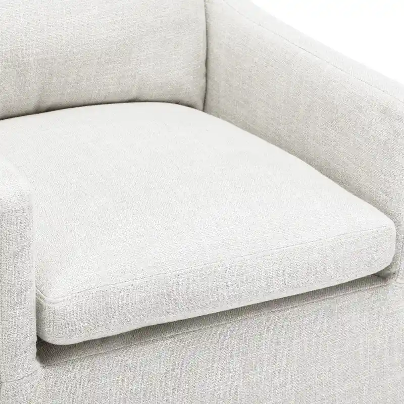 Beige Faux Linen Swivel Rolling Armchair with Casters, 1-Person