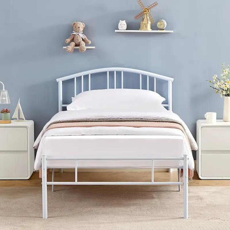 14 Inch Bed Frames Metal Platform Bed with Spindle Headboard Footboard/Mattress Foundation/No Box Spring Needed