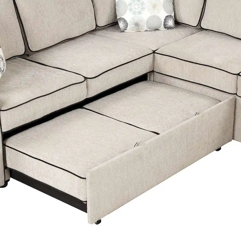 L-Shaped Reversible Chaise Sectional Sofa Pull Out Sofa Bed