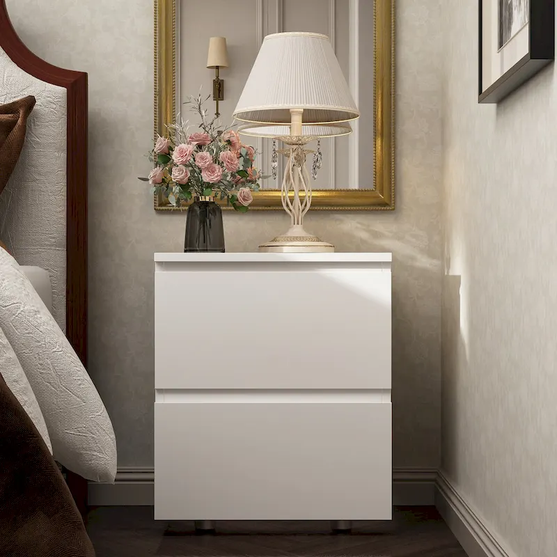 Yellow / Grey / White 2-Drawer Nightstand, Single