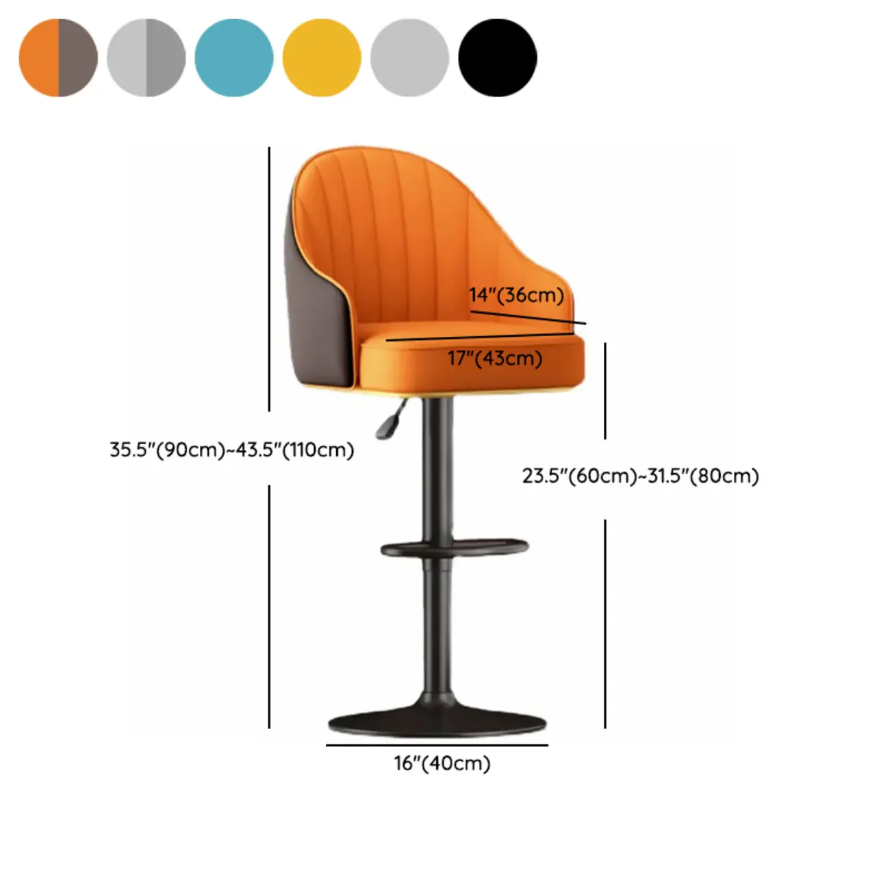 Adjustable Faux Leather Swivel Bar Stools with Backs