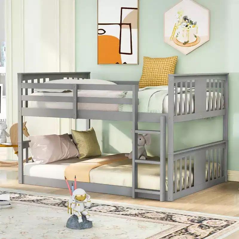 CLIHOME Full Over Full Bunk Bed with Ladder for Bedroom, Dorm