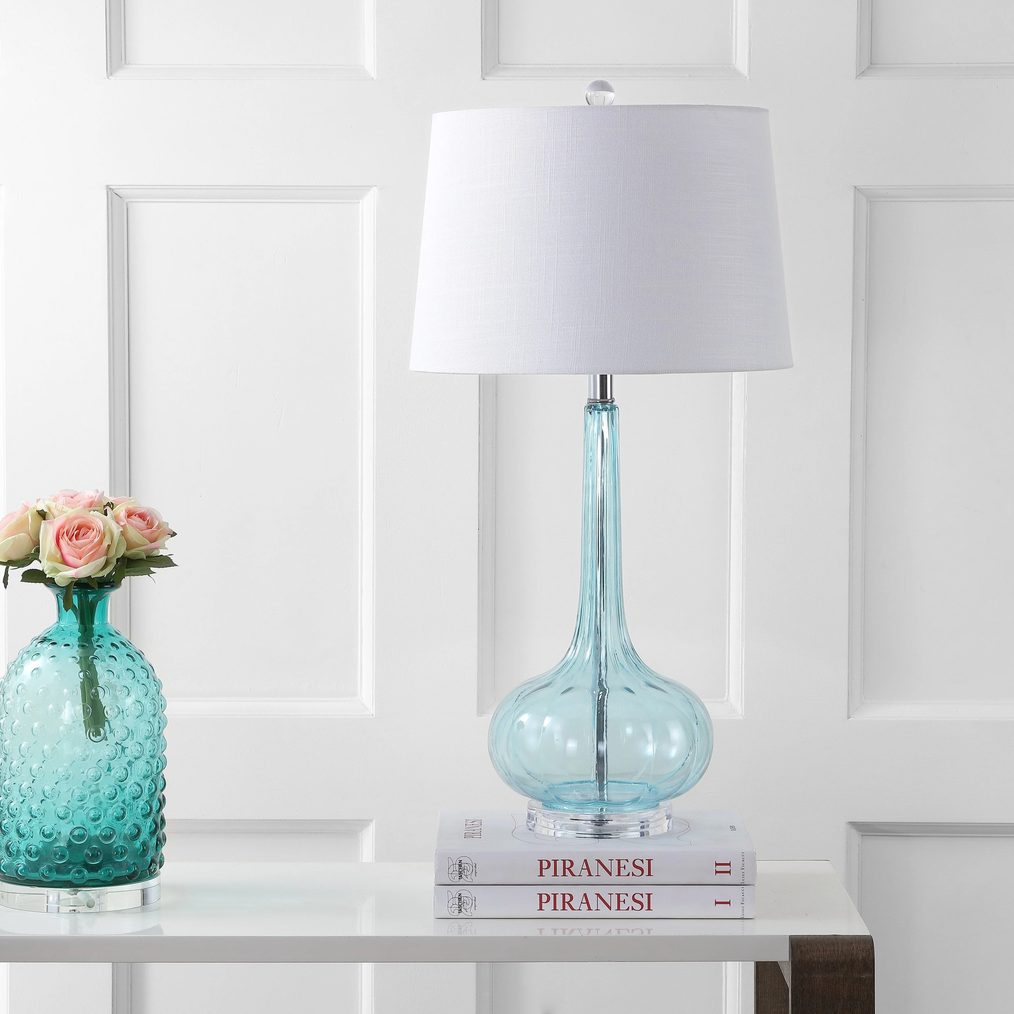 Diamante 28.5 Glass Teardrop LED Table Lamp, Pink (Set of 2) by JONATHAN Y