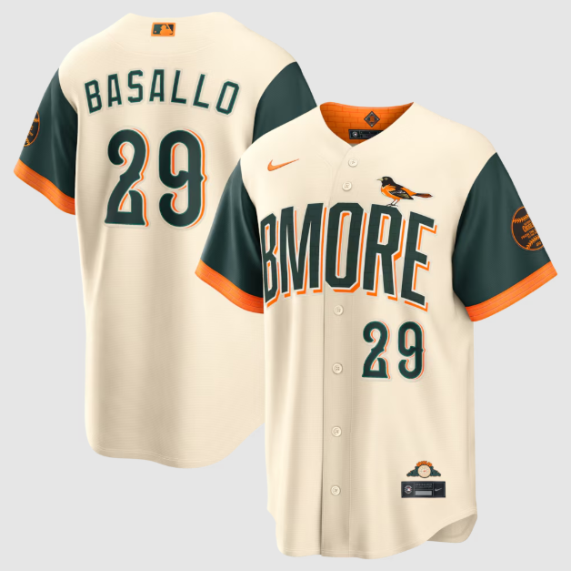 Baltimore Orioles Samuel Basallo Cream 2026 City Connect Stadium Jersey