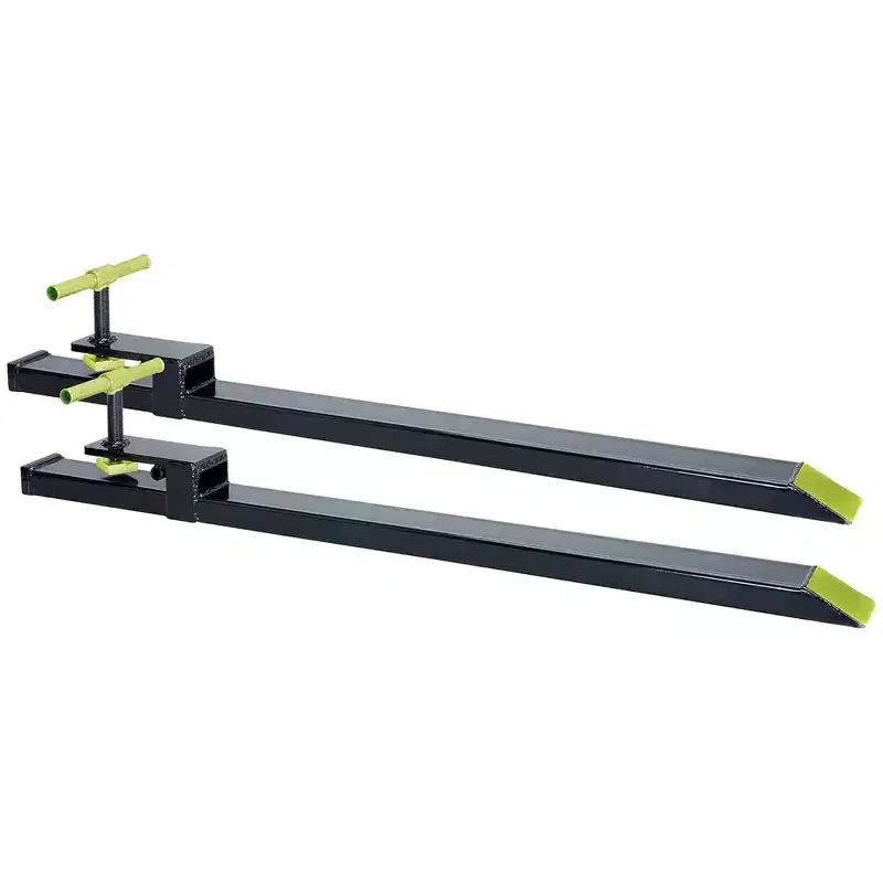 Field Tuff Steel Tractor Bucket Forks, 1,600 Pound Capacity, Heavy Duty Skid Loader Attachments for Pallet Lifting, 2 Pack, Black/Green