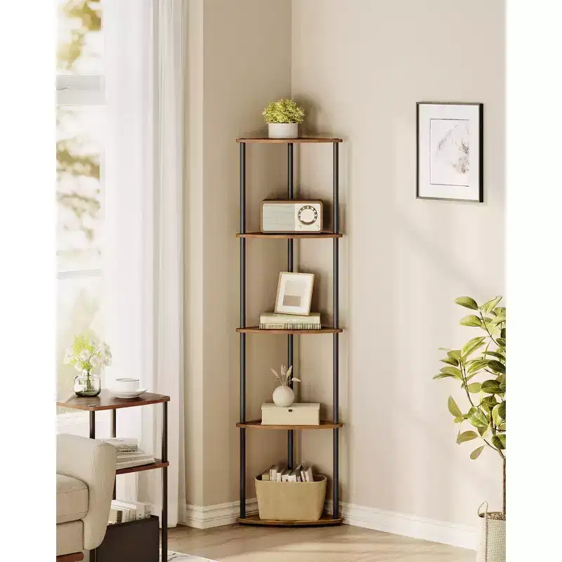 SONGMICS HOME Corner Shelf, Superfast Toolless Assembly, 5-Tier Corner Standing Shelf, Corner Shelf Stand, 15 x 10.6 x 54.7 Inches