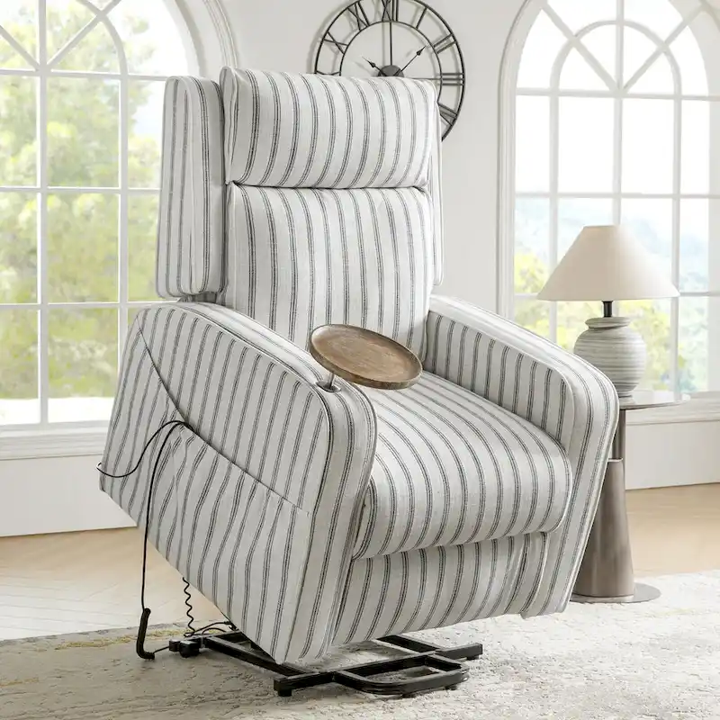 Darrell Modern Lift Assist Massage and Heating Power Recliner with Charing and Soild Wood Tray by