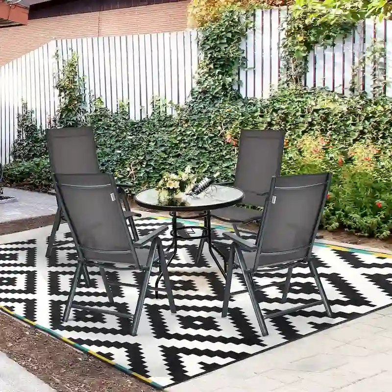 4PCS Patio Folding Dining Chairs Aluminium Adjustable Back - See details