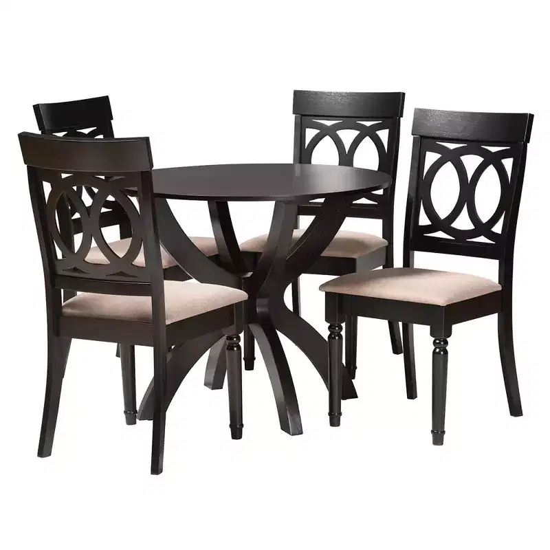Baxton Studio Velia Modern Fabric Wood Dining Set
