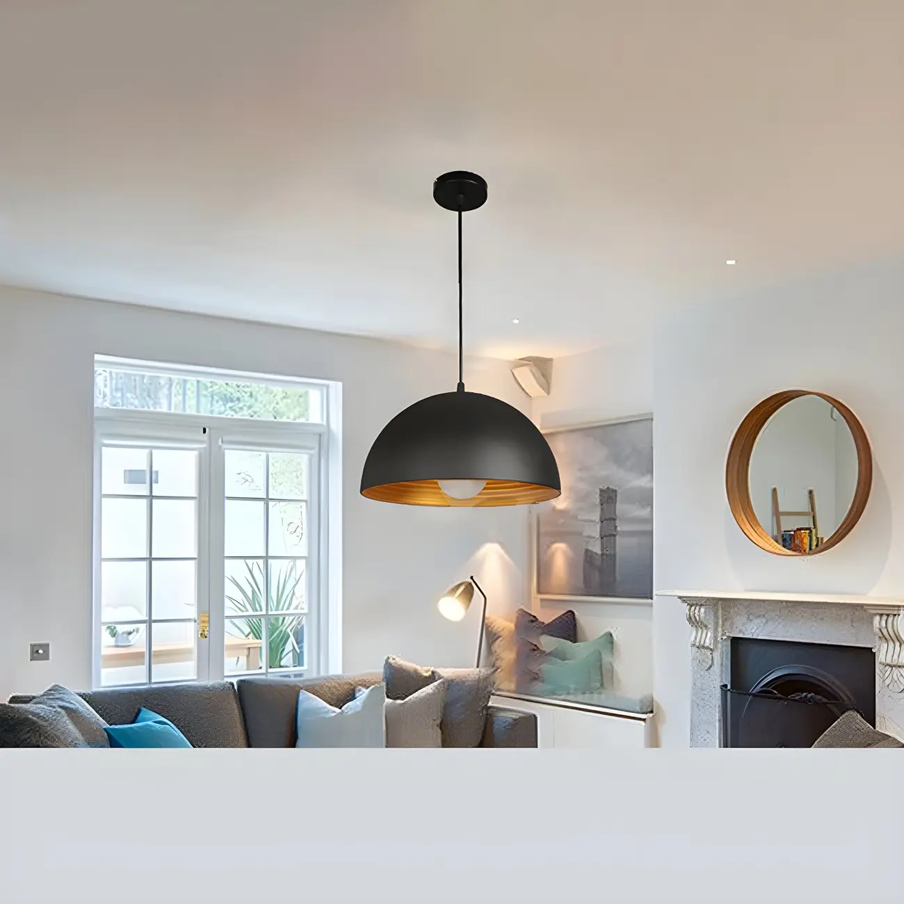 Industrial Rustic Black Metal Dome Kitchen Pendant Light