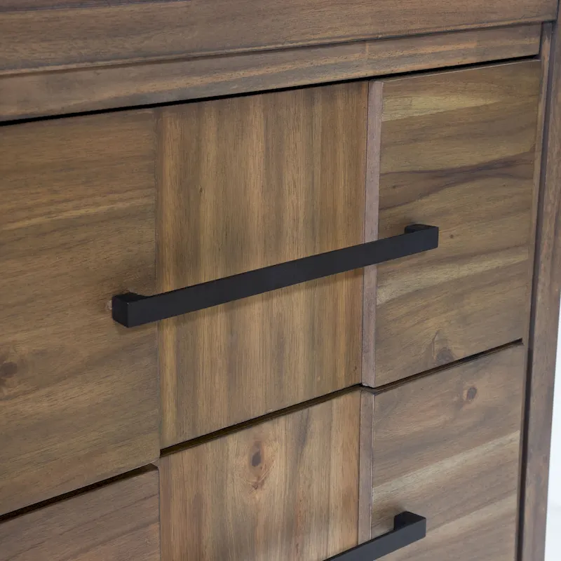 Solid Wood 2-Drawer Nightstand - Light Oak/Espresso/Grey