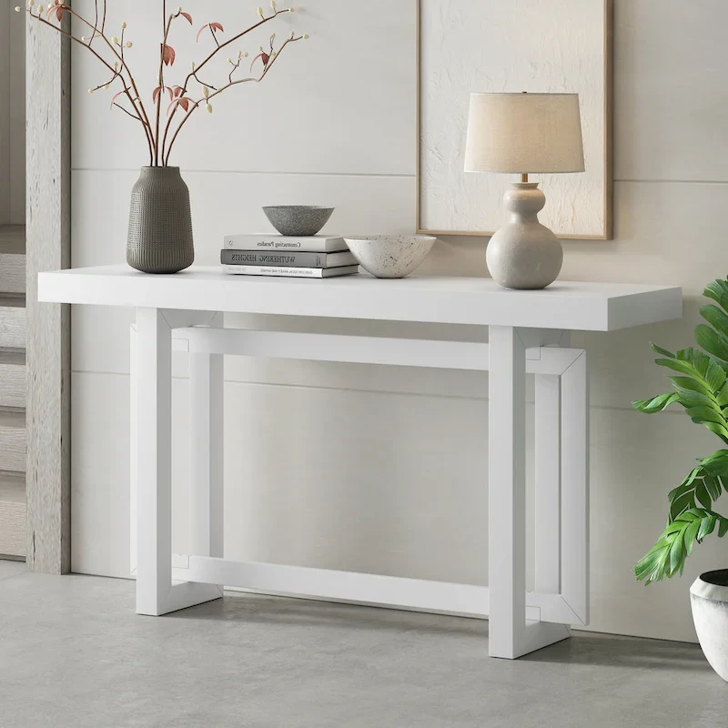 Console Table with Industrial-inspired Concrete Wood Top