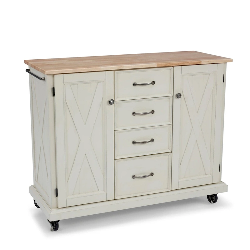 Off-White Wood Kitchen Cart - 45 x 36 x 16