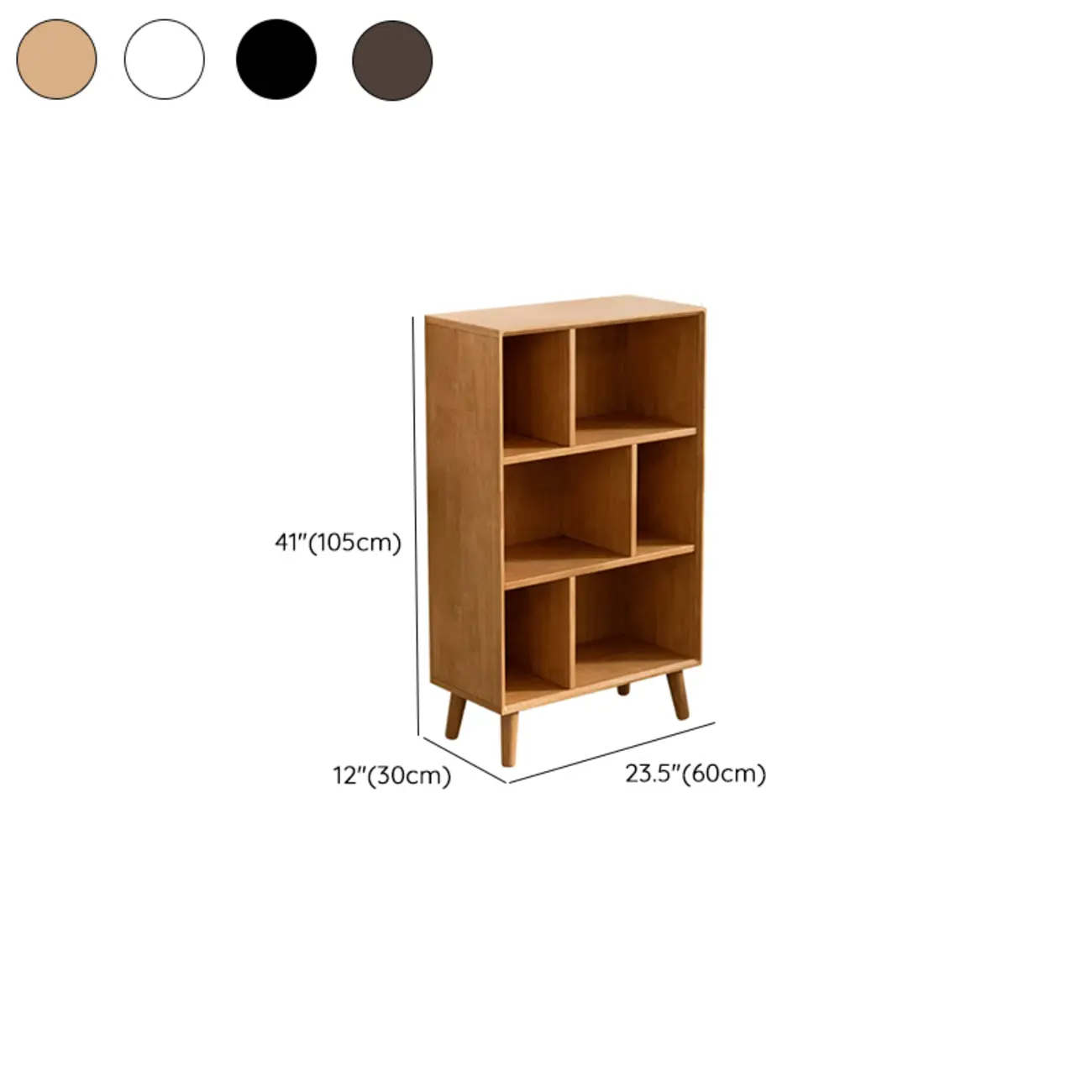 Modern Black Rubberwood Open Rectangle Bookcase