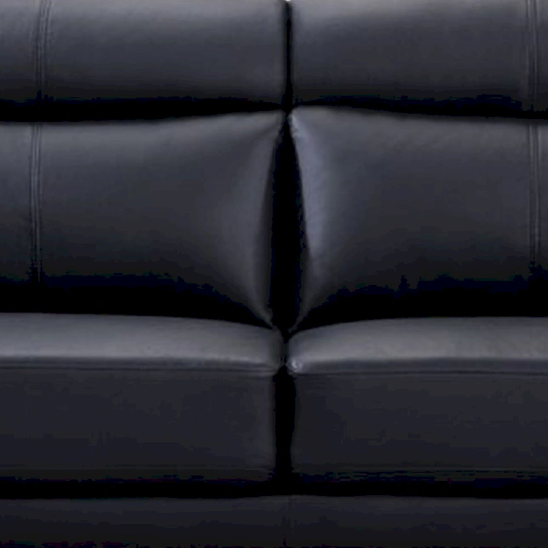Justin Sofa, Black Top Grain Leather, Foam Cushions, Steel Legs, 80 Inch