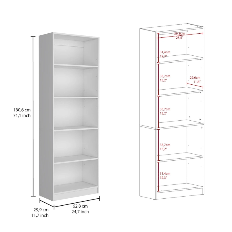 Kenyon Tall 5-Shelf Wide Bookcase Set of 2 - N/A