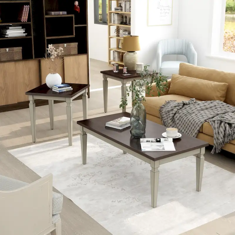 Nomara French Country 48-inch Solid Wood 3-Piece Coffee Table Set by Furniture of America