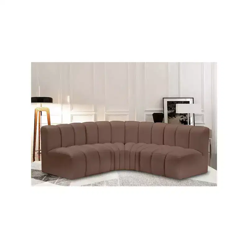Meridian Furniture,Arc Brown Vegan Leather Modular Sofa