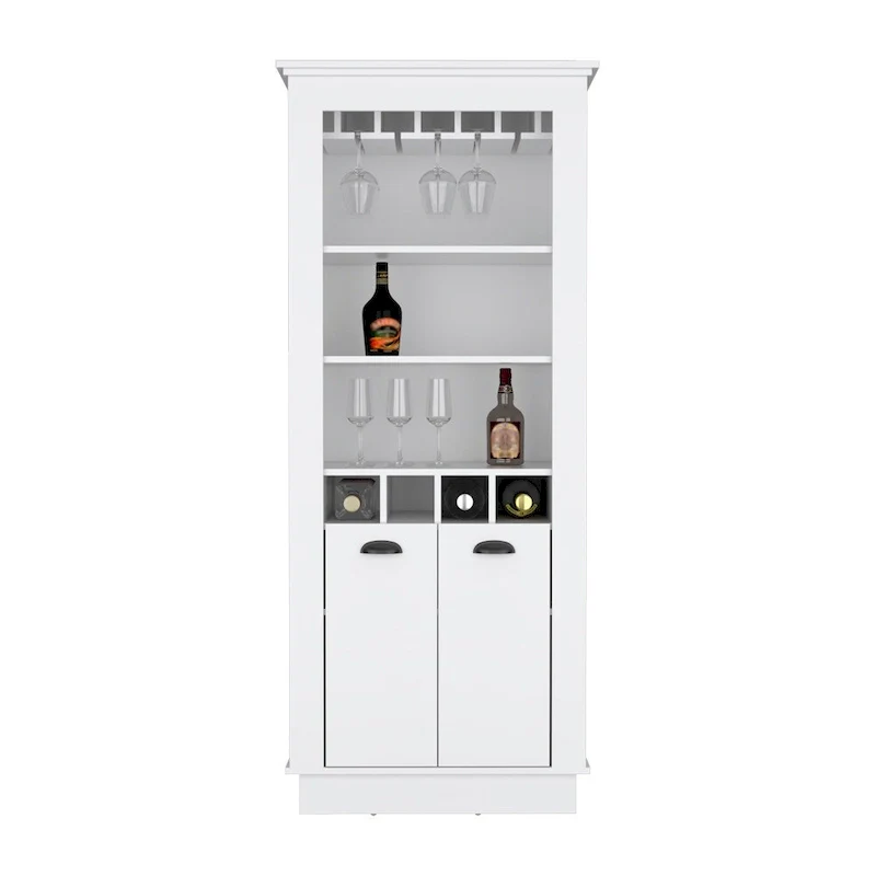 Bar Cabinet, Four built-in wine racks,Living Room, Black