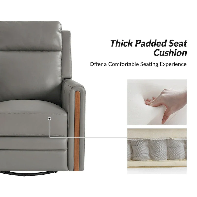 Jaime Modern Genuine Leather Rocking Swivel Power Recliner with Adjustable Headrest and Footrest by HULALA HOME