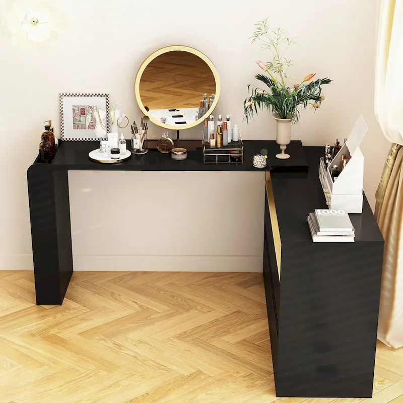 4-Drawer Desk Vanity Sideboard Bedroom Dresser Chest Of Drawers White