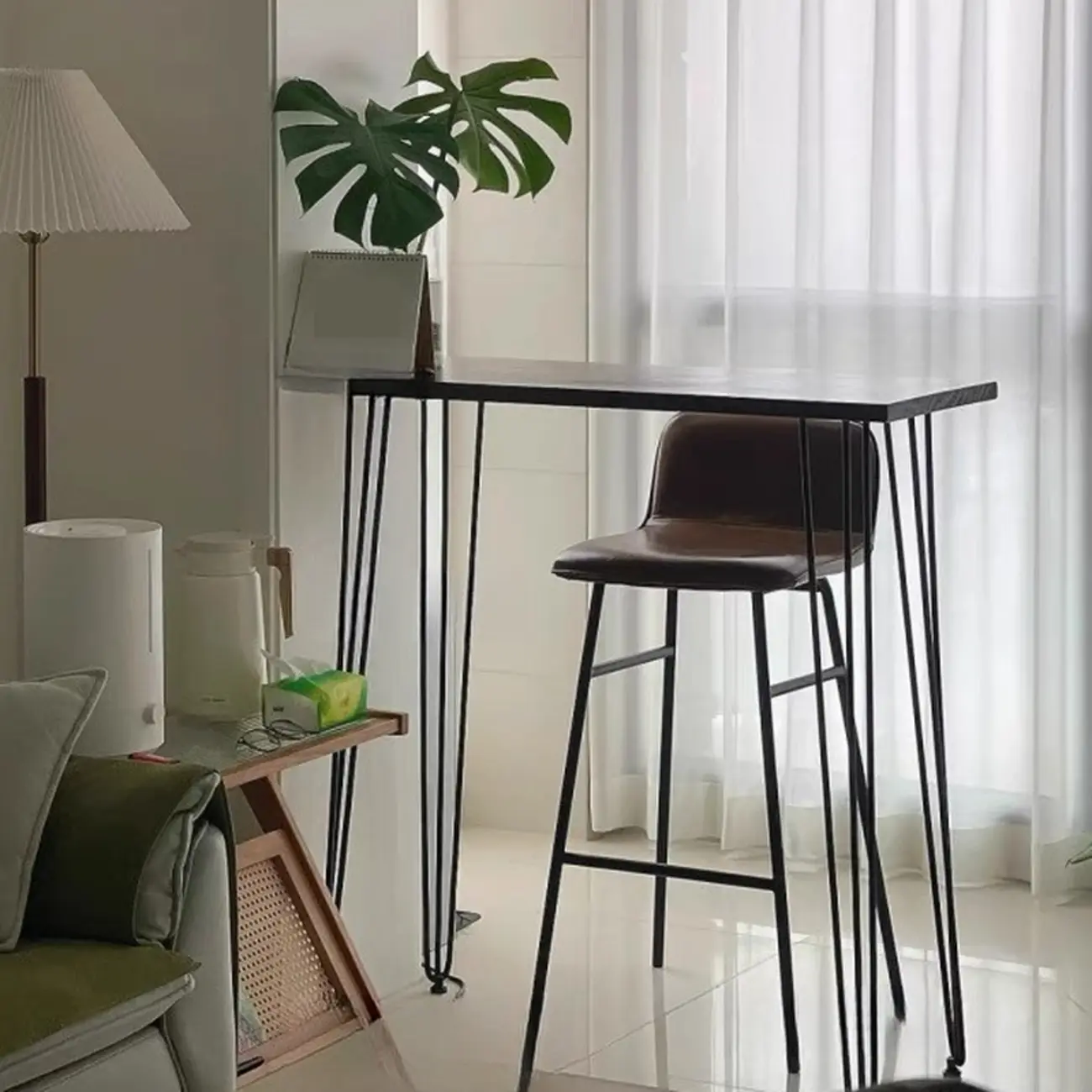 Modern Cocoa Wooden Steel Hairpin Legs Bar Tables