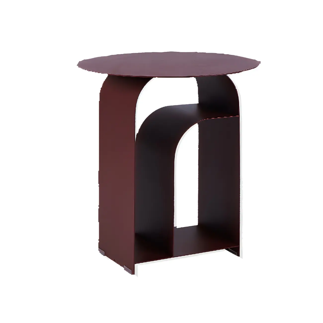 Industrial Narrow White Metal Bedside Table with Round Top